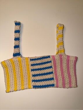 Zara Striped Crochet Knot Crop Top